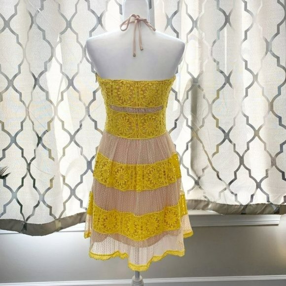 Foxiedox Yellow Floral Lace Mia Halter Dress - Picture 7 of 11